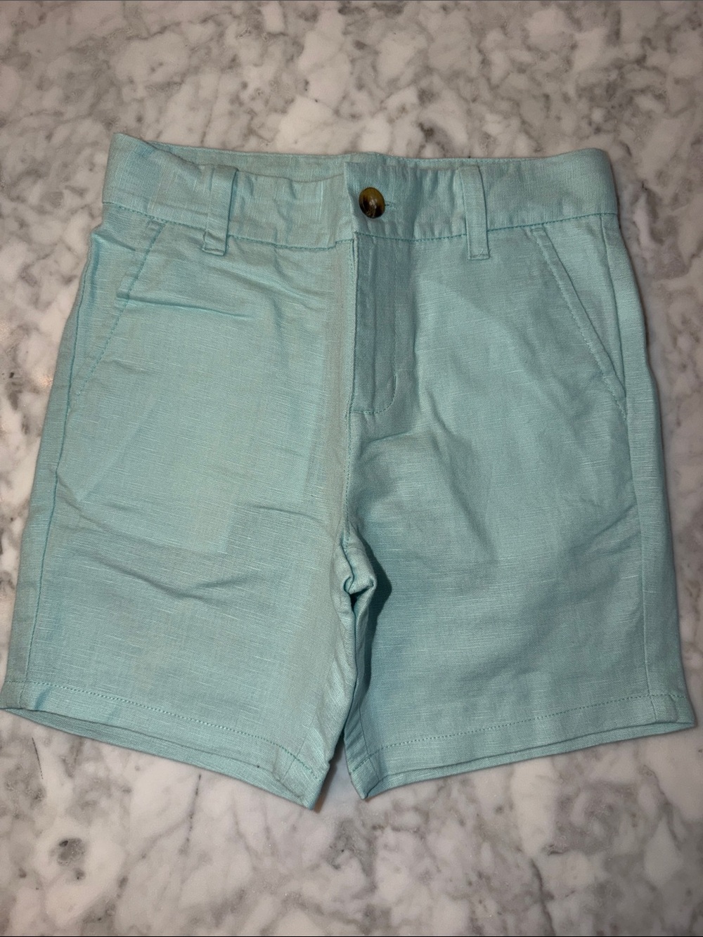 Janie and Jack Light Aqua Linen-Blend Linen Shorts 5Y